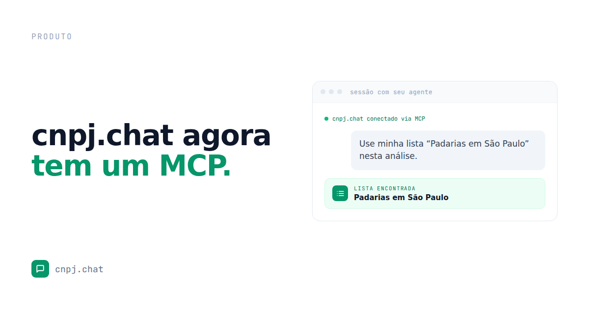 cnpj.chat agora tem um MCP para consultar empresas e listas salvas